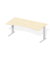 Schreibtisch Cockpit Comfort M MULTI M, manuell höhenverstellbar, 64-84cm (H), 180x95cm (BxT), Cockpitform, ahorn / silber