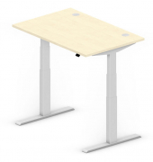 Sitz-Steh-Schreibtisch Comfort Multi M Pro, elektrisch höhenverstellbar, 64-130cm (H), 120x80cm (BxT), rechteckig, ahorn / silbe