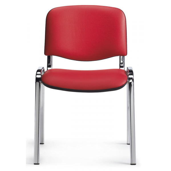 4 Stück Deskin Besucherstuhl ISO, rot / silber, ohne Armlehnen, 4-Fuß-Gestell 4251635621375 Deskin