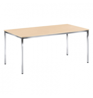 Besprechungstisch 248687, 72cm (H), 120x80cm (BxT), 6 Personen, rechteckig, ahorn / chrom