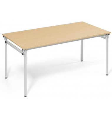 Klapptisch, 160x80cm (BxT), 72cm (H), Holz, rechteckig, buche / silber