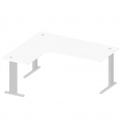 Schreibtisch Jumboform Basic M MULTI M, 74cm (H), 180x160cm (BxT), L-Form, weiß / silber