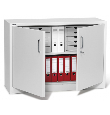 Stahlschrank BASE L 220936, abschlie&szlig;bar, 2 OH, lichtgrau, 120x84,5x42cm (BxHxT)