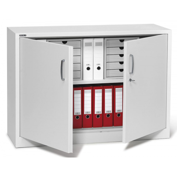 4251635622914 - Flügeltürenschrank BASE L 220936 abschließbar 2 OH lichtgrau 120x845x42cm (BxHxT) 4251635622914 Deskin