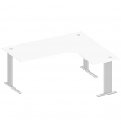 Schreibtisch Jumboform Basic M MULTI M, 74cm (H), 180x160cm (BxT), L-Form, weiß / silber