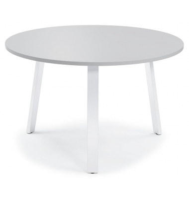 Konferenztisch DESKIN RIO, 73,5cm (H), 100x100cm (BxT), 5 Personen, rund, lichtgrau / wei&szlig;