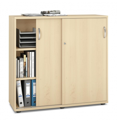 Schiebet&uuml;renschrank MULTI M pro 270176, abschlie&szlig;bar, 2x3 OH, ahorn, 120x114x42cm (BxHxT)