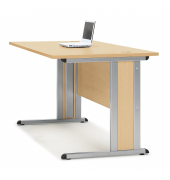 Schreibtisch Basic MULTI M, 74cm (H), 80x80cm (BxT), quadratisch, buche / silber