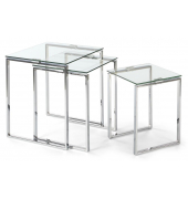 Beistelltisch, 55cm (H), 50x50cm (BxT), quadratisch, transparent / chrom