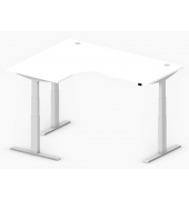 Sitz-Steh-Schreibtisch Comfort Multi M Pro, elektrisch höhenverstellbar, 64-130cm (H), 180x80cm (BxT), L-Form, weiß / silber