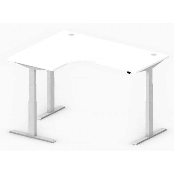 4251635624406 - Sitz-Steh-Schreibtisch Comfort Multi M Pro 285826 elektrisch höhenverstellbar  1800mmx800mm (BxT) L-Form weiß   Alusilber RA