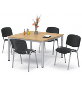 Besprechungstisch 259710, 72cm (H), 120x120cm (BxT), 8 Personen, quadratisch, buche / silber