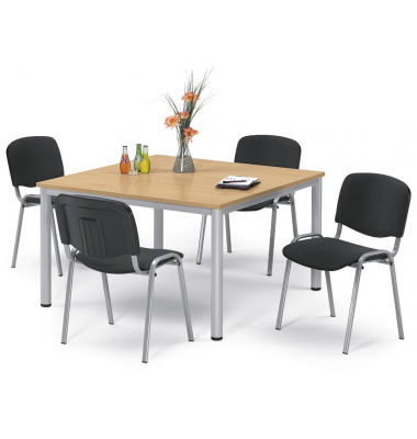 Besprechungstisch BASE-MODUL Q, 72cm (H), 120x120cm (BxT), 8 Personen, quadratisch, buche / silber