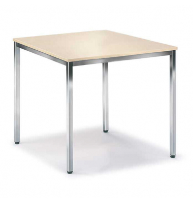 Besprechungstisch Deskin-Line, 72cm (H), 80x80cm (BxT), 4 Personen, quadratisch, ahorn / chrom
