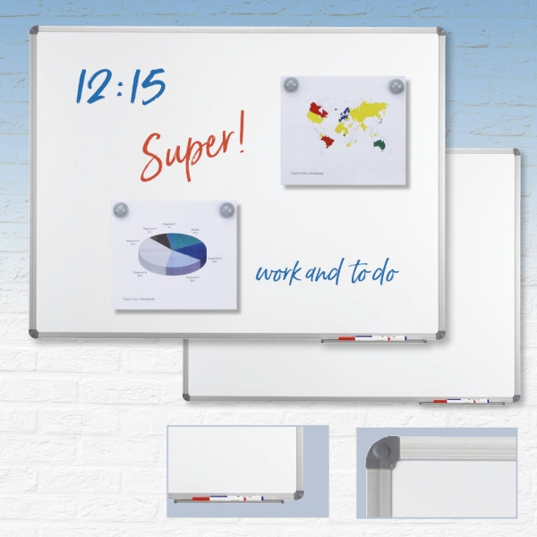 4251635624871 - Whiteboard Board Standard 264832 240x120cm kunststoffbeschichtet Aluminiumrahmen 4251635624871 Deskin
