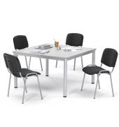 Besprechungstisch 259709, 72cm (H), 120x120cm (BxT), 8 Personen, quadratisch, lichtgrau / silber