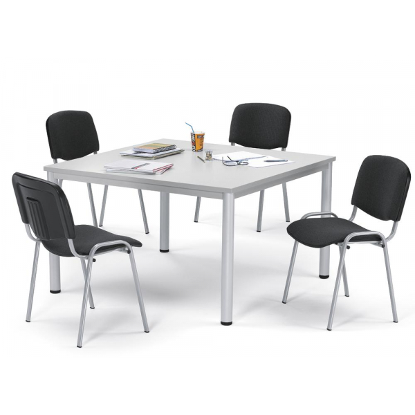 4251635624925 - Besprechungstisch BASE-MODUL Q 72cm (H) 120x120cm (BxT) 8 Personen quadratisch lichtgrau   silber 4251635624925 Deskin