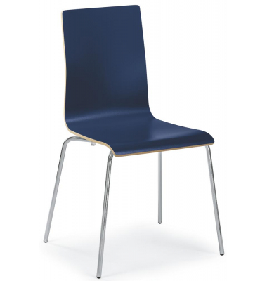 Besucherstuhl QUADRAS, blau / chrom, ohne Armlehnen, 4-Fuß-Gestell