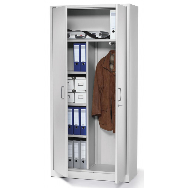 4251635625182 - Flügeltürenschrank BASE L 220922 abschließbar 5 OH lichtgrau 92x195x42cm (BxHxT) 4251635625182 Deskin