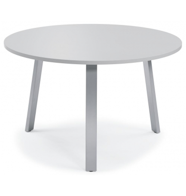 Konferenztisch DESKIN RIO, 73,5cm (H), 120x120cm (BxT), 6 Personen, rund, lichtgrau / silber