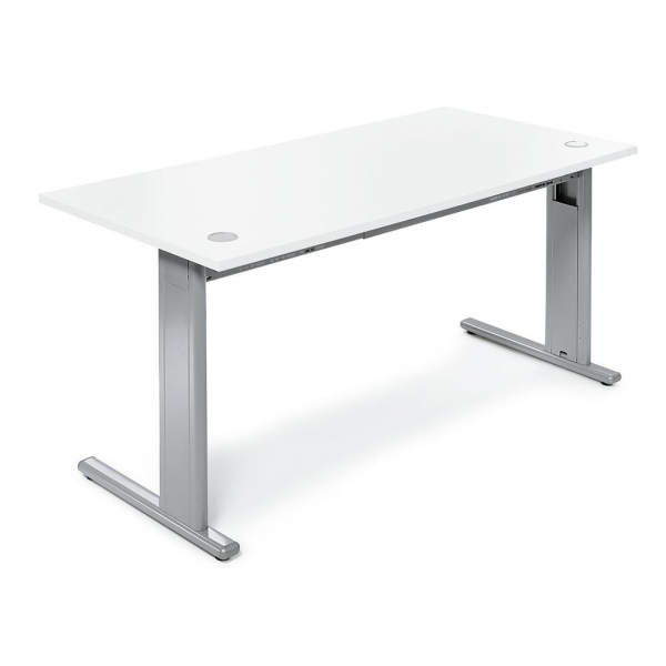 4251635626103 - Schreibtisch Basic M MULTI M 258522 65-130cm (H) 160x80cm (BxT) rechteckig weiß   silber 4251635626103 Deskin