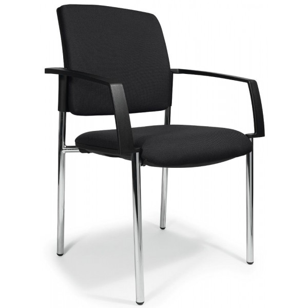 2 Stück Deskin Besucherstuhl VALERA 4, schwarz / chrom, mit Armlehnen, 4-Fuß-Gestell 4251635626158 Deskin