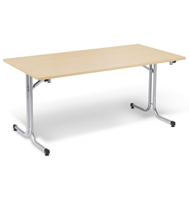 Klapptisch MODUL, 80x80cm (BxT), 72cm (H), Holz, rechteckig, ahorn / silber