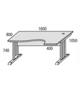 Schreibtisch Basic MULTI M, 74cm (H), 160x105cm (BxT), Freiform, buche / silber