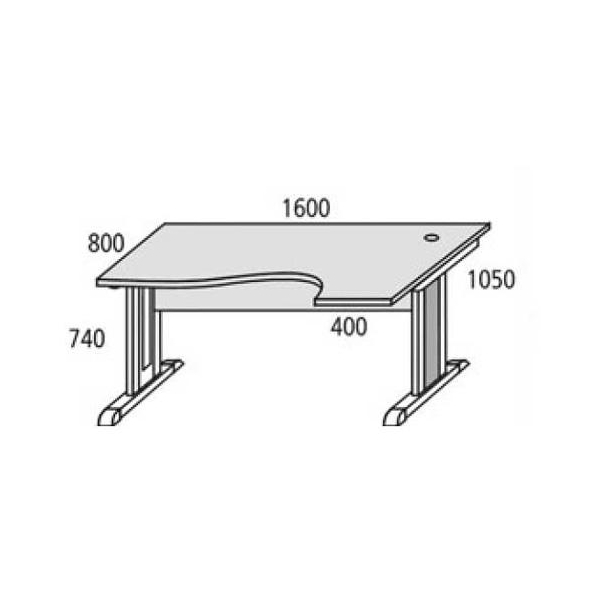 4251635626677 - Schreibtisch Basic MULTI M 207878 65-130cm (H) 160x105cm (BxT) Freiform buche   silber 4251635626677 Deskin