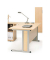 Schreibtisch Basic MULTI M, 74cm (H), 160x105cm (BxT), Freiform, buche / silber