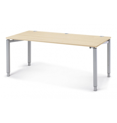 Schreibtisch CONCEPT LINE, manuell h&ouml;henverstellbar, 68-82cm (H), 200x80cm (BxT), rechteckig, ahorn / silber