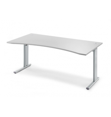 Schreibtisch Cockpit Basic M MULTI M, 74cm (H), 180x95cm (BxT), Cockpitform, lichtgrau / silber