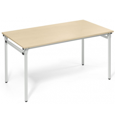 Klapptisch, 140x70cm (BxT), 72cm (H), Holz, rechteckig, ahorn / silber