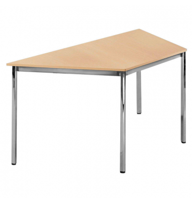 Besprechungstisch 248698, 72cm (H), 160x80cm (BxT), 3 Personen, Trapezform, buche / chrom