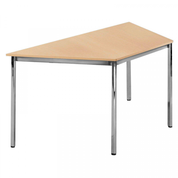 4251635627339 - Besprechungstisch 248698 72cm (H) 160x80cm (BxT) 3 Personen Trapezform buche chrom 4251635627339 Deskin 4251635627339 - Besprechungstisch 248698 72cm (H) 160x80cm (BxT) 3 Personen Trapezform buche chrom 4251635627339 Deskin
