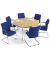 Besprechungstisch Deskin-Line, 72cm (H), 160x80cm (BxT), 3 Personen, Trapezform, buche / chrom
