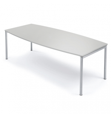 Konferenztisch 273305, 74,5cm (H), 180x100cm (BxT), 8 Personen, Tonnenform, lichtgrau / silber