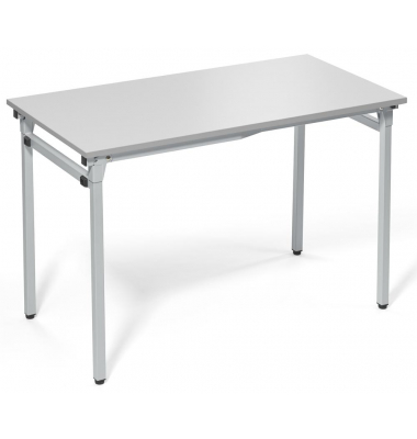 Klapptisch, 120x60cm (BxT), 72cm (H), Holz, rechteckig, lichtgrau / silber