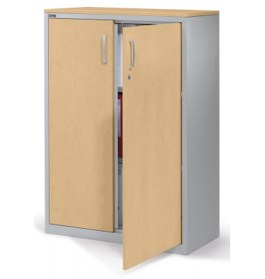 Aktenschrank CONCEPT LINE 270240, abschlie&szlig;bar, 3 OH, alusilber/buche, 80x116x42cm (BxHxT)