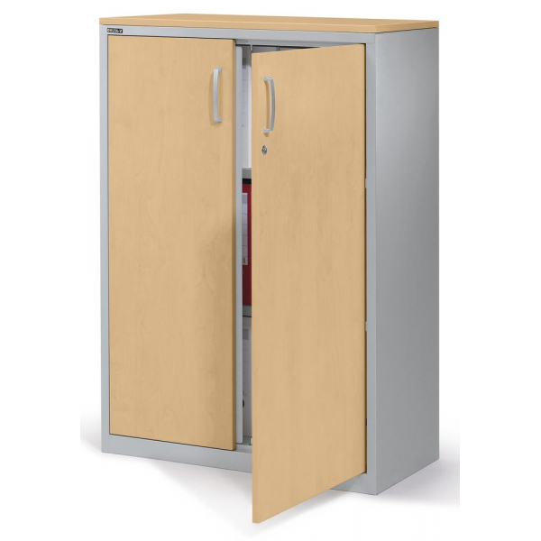 4251635627636 - Flügeltürenschrank CONCEPT LINE 270240 abschließbar 3 OH alusilber buche 80x116x42cm (BxHxT) 4251635627636 Deskin