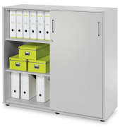 Schiebet&uuml;renschrank EVO 275231, abschlie&szlig;bar, 2x3 OH, lichtgrau, 120x112,5x42cm (BxHxT)