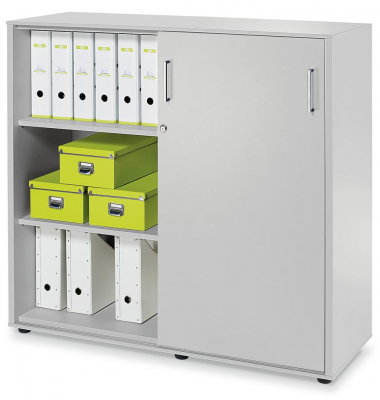 Schiebet&uuml;renschrank EVO 275231, abschlie&szlig;bar, 2x3 OH, lichtgrau, 120x112,5x42cm (BxHxT)