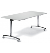 Klapptisch MODUL, 120x80cm (BxT), 72cm (H), Holz, rechteckig, lichtgrau / chrom, mit Rollen