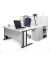 Schreibtisch Basic MULTI M, 74cm (H), 160x105cm (BxT), Freiform, lichtgrau / silber