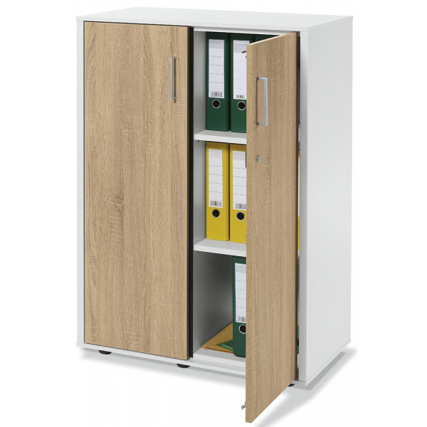 4251635630537 - Flügeltürenschrank EVO 271039 abschließbar 2x3 OH weiß wildeiche 80x1125x42cm (BxHxT) 4251635630537 Deskin