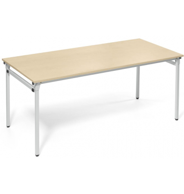 Klapptisch, 72cm (H), 180x80cm (BxT), rechteckig, ahorn / silber