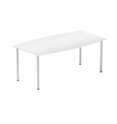 Konferenztisch 279304, 74,5cm (H), 180x100cm (BxT), 8 Personen, Tonnenform, weiß / silber
