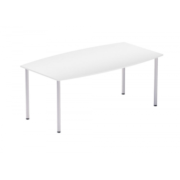 4251635632067 - Konferenztisch 279304 745cm (H) 180x100cm (BxT) 8 Personen Tonnenform weiß   silber 4251635632067 Deskin