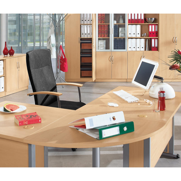 4251635632203 - Verkettungsplatte 80x80cm (BxT) Viertelkreis ahorn 25mm 4251635632203 Deskin