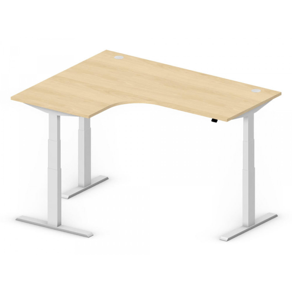4251635632593 - Sitz-Steh-Schreibtisch Comfort Multi M Pro 285824 elektrisch höhenverstellbar  1800mmx800mm (BxT) L-Form buche   Alusilber R